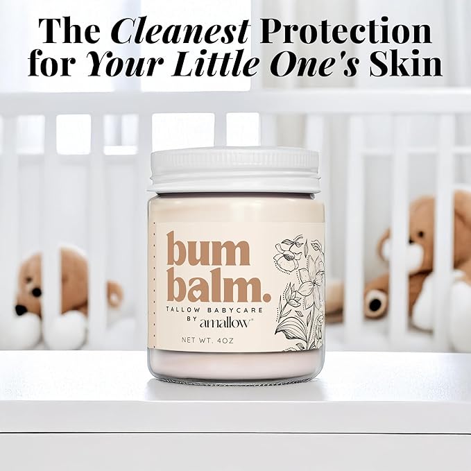 Amallow Baby Bum Balm - Diaper Area Cream for Sensitive, Rash-Prone Skin - Petroleum & Fragrance-Free - Gentle Moisturizing Balm - 4 oz