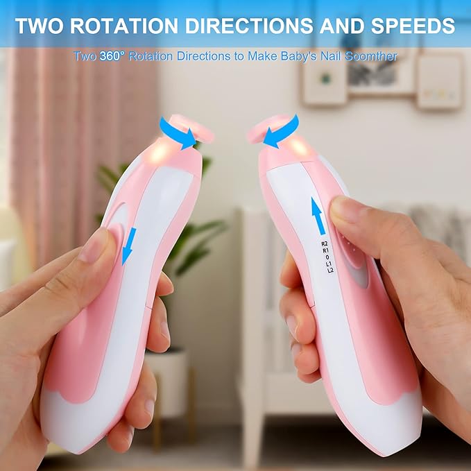 Baby Nail Trimmer Electric,Tinabless 6 in 1 Baby Nail File,Nail File Baby Grooming Kit Manicure Set for Toddler or Adults(Pink)