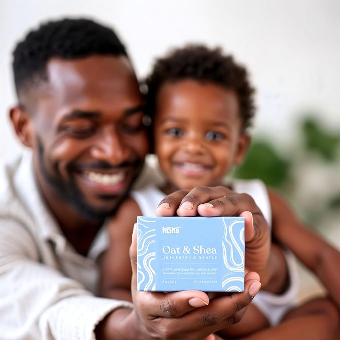 Keika Baby Soap Bar Oat & Shea Unscented for Eczema, Psoriasis, Face, Body, Infant Kids Teens Men Women with Sensitive Skin, 5 oz.