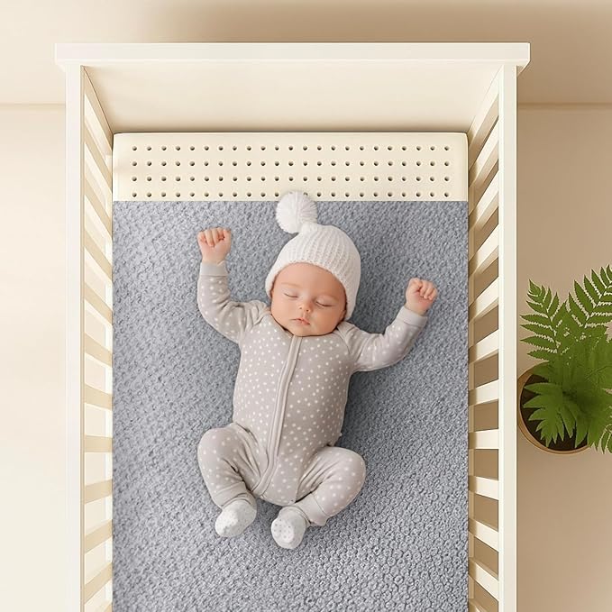 ORGANIC TEXTILES Organic Baby Mattress Topper with Heather Grey Cover - GOLS/GOTS Certified - Breathable, 2" MiniCrib (38"x24")