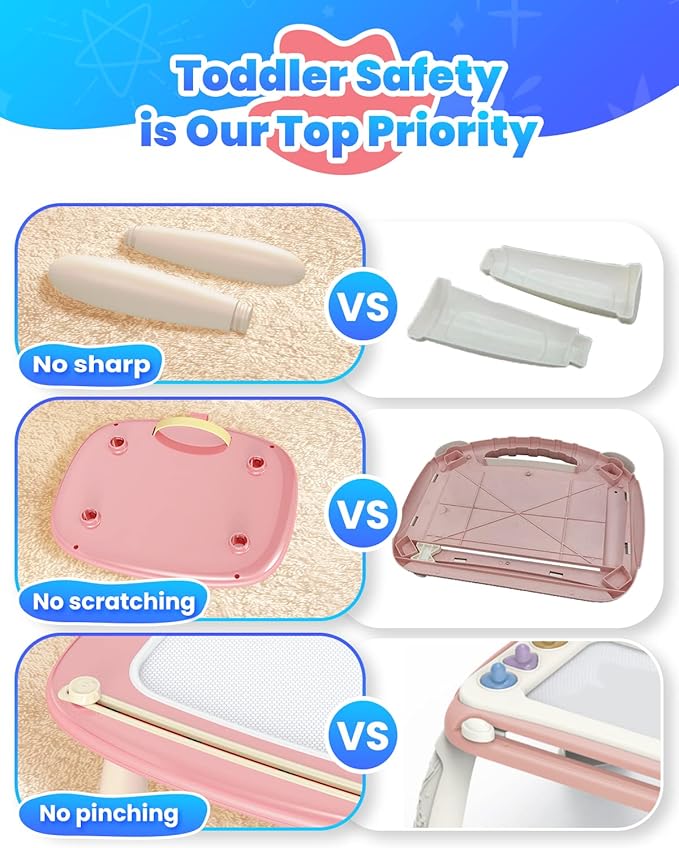Magnetic Drawing Board, Toddler Girl Toys for 1-3 Year Old, Doodle Board Learning and Educational Kids Toys for 1 2 3 Year Old Baby Birthday GIF- Pink