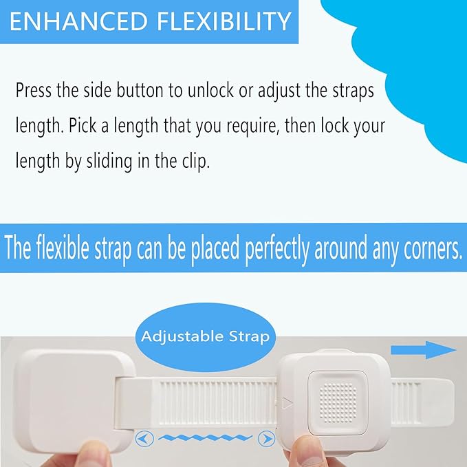 YEYA Upgraded No Drill Furniture Anchors for Baby Proofing, Anti-Tip Adjustable Straps, Strong Adhesive Backing 2 Pack