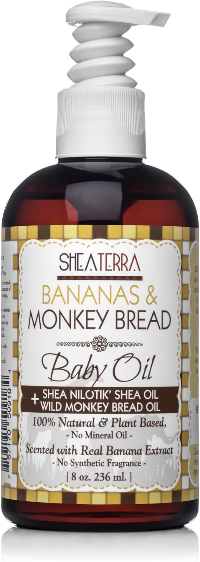 Shea Terra Organics Mama and Baby Collection | Bananas & Monkey Bread Baby Oil | Non Toxic All Natural Baobab and Shea Butter Oil for Cradle Cap, Rashes, Diaper Area and Dry Skin Relief – 8oz