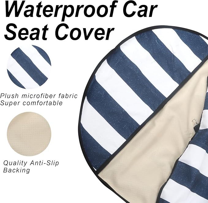 Sweat Towel Car Seat Cover Protector Front Seats for Gym Workout, Running, Swimming, Beach and Hiking, Waterproof Universal Seat Cover for Car, Truck, Van & SUV (2pcs Front Seat)