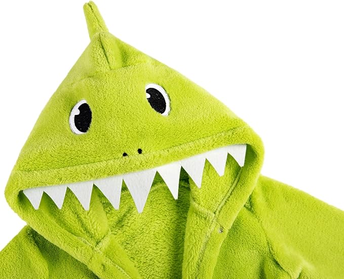 Kids Boys Girls Shark Soft Hooded Bathrobe Toddler Robe with Animal Hood