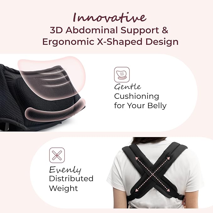 Momcozy Baby Carrier with Hip Seat, 2-in-1 Forward-Facing Carry for Active Babies, Detachable Hands-Free Infant Carrier up to 44lbs, All Seasons Toddler Carrier Fits Waist Sizes up to 45 Inches, Black