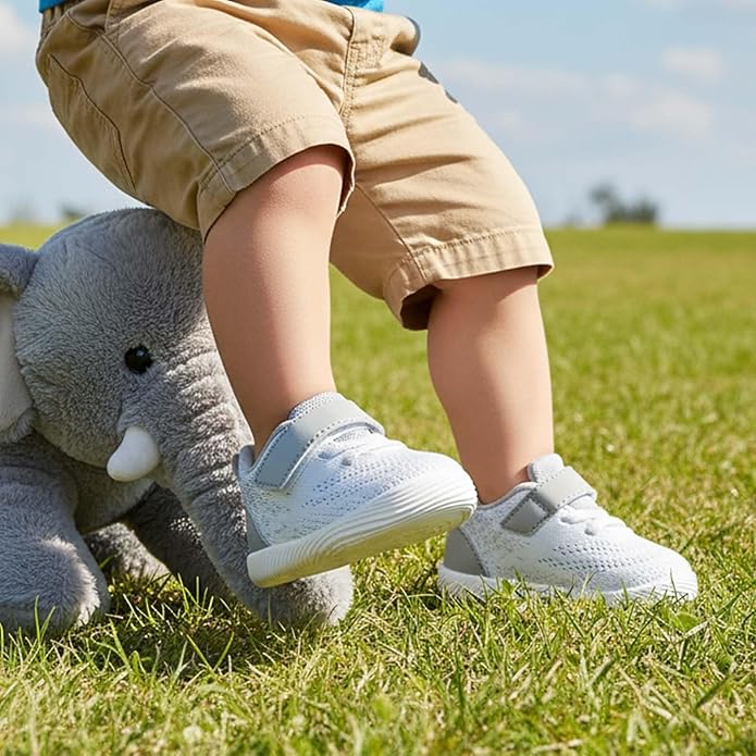 MORENDL Toddler Sneakers Baby Boys & Girls Barefoot Shoes Lightweight Breathable Walking Running Tennis Athletic Sport Shoes