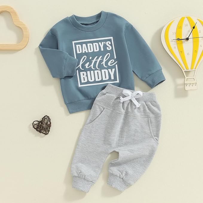 Toddler Boy Outfit Mama's Little Man Long Sleeve Sweatshirt And Pants Set Infant Baby Boy Fall Winter Clothes
