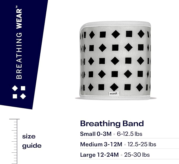 Nanit Breathing Wear Band - 100% Cotton, Works with Nanit Pro Baby Monitor to Track Breathing Motion Sensor-Free, Fits Newborns and Infants