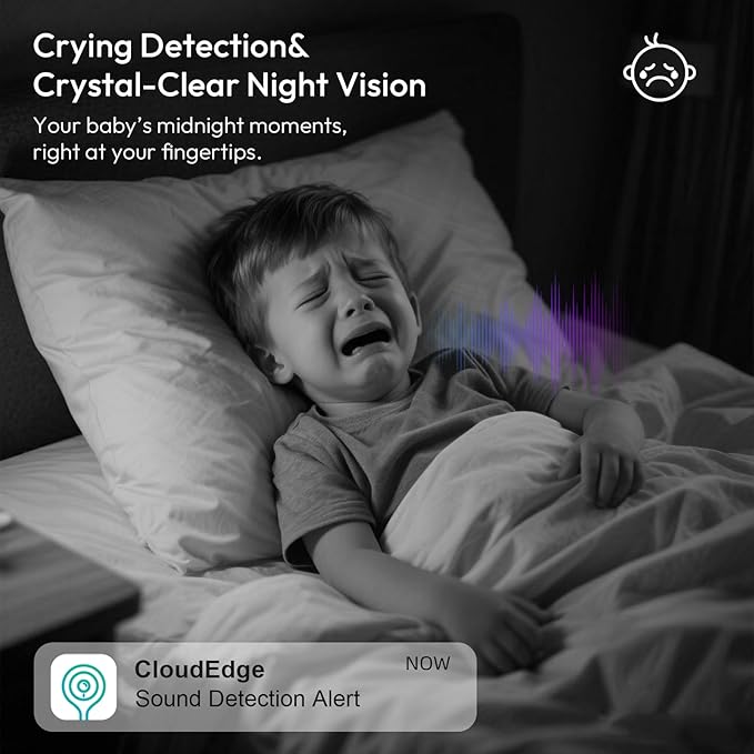 2K Pan/Tilt Security Camera for Baby Monitor 5G&2.4G WiFi, Dog Camera with Sound Detection, Motion Detection, 2-Way Audio, Siren, Night Vision, Cloud & SD Card Storage, Works w/Alexa