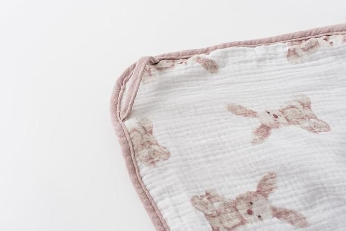 Little Jump Muslin Hooded Baby Bath Towels - 2 Pack 100% Cotton Towel for Babies, Infants, Toddlers - 32x32Inch - Highly Absorbent and Newborn Essential (Bunny)