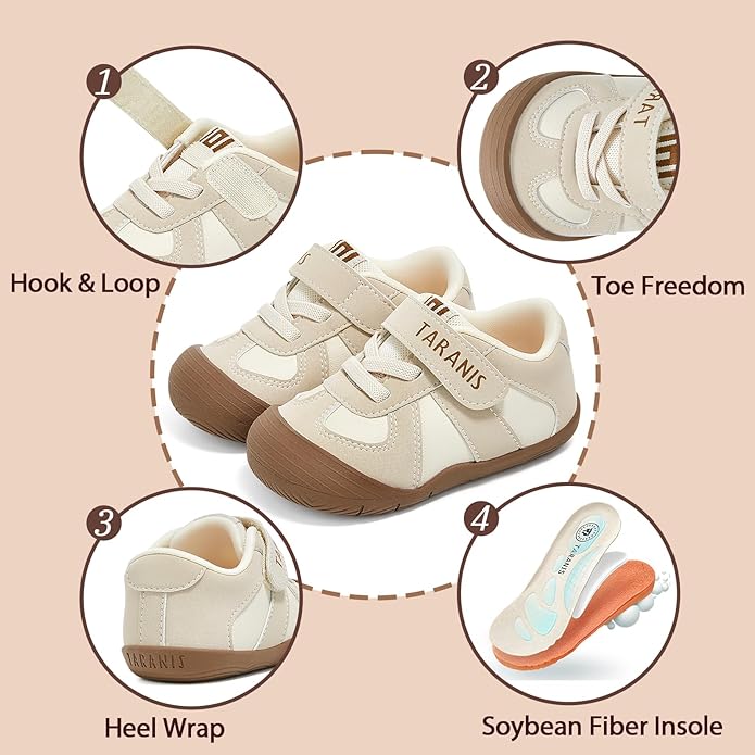 TARANIS Infant/Toddler Shoes Baby Sneaker Boy Girl First Walking Shoes Lightweight Non-Slip Newborn Crib Shoes