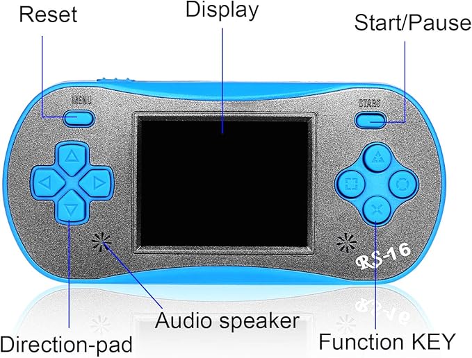 Handheld Game for Kids - FAMILY POCKET RS16 Portable Classic Controller 260 Game 2.5 inch LCD Retro Arcade Video Game System Children's Birthday Gift (Blue)