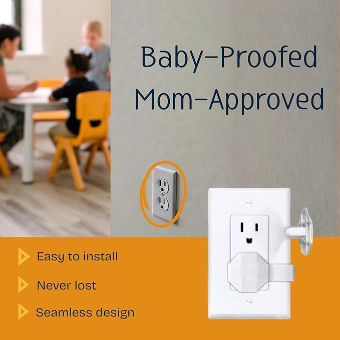 Outlet Covers Baby Proofing (6 Pack) – Always-Connected Child Proof Outlet Plug Covers for Electrical Outlets – Easy Install Baby Outlet Covers, 12-Outlet Coverage