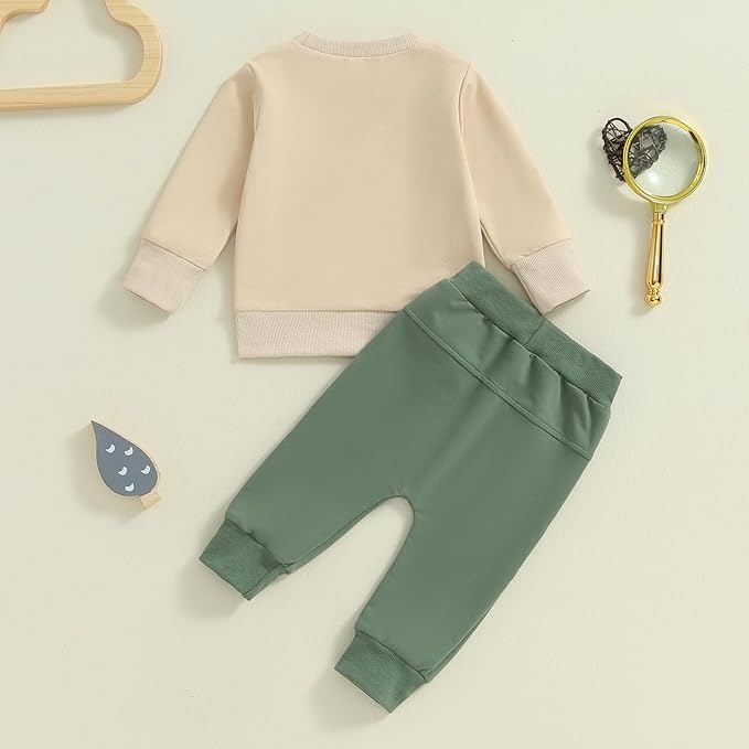 Baby Boy Fall Clothes Set Long Sleeve Letter Print Sweatshirt Pants Toddler Infant Outfits 6 12 18 24 Months 2T