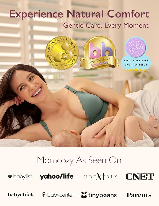 Momcozy Nursing Bras for Breastfeeding, Seamless Pregnancy Maternity Bra Wireless Classic Jelly Strip Support Nursing Bra