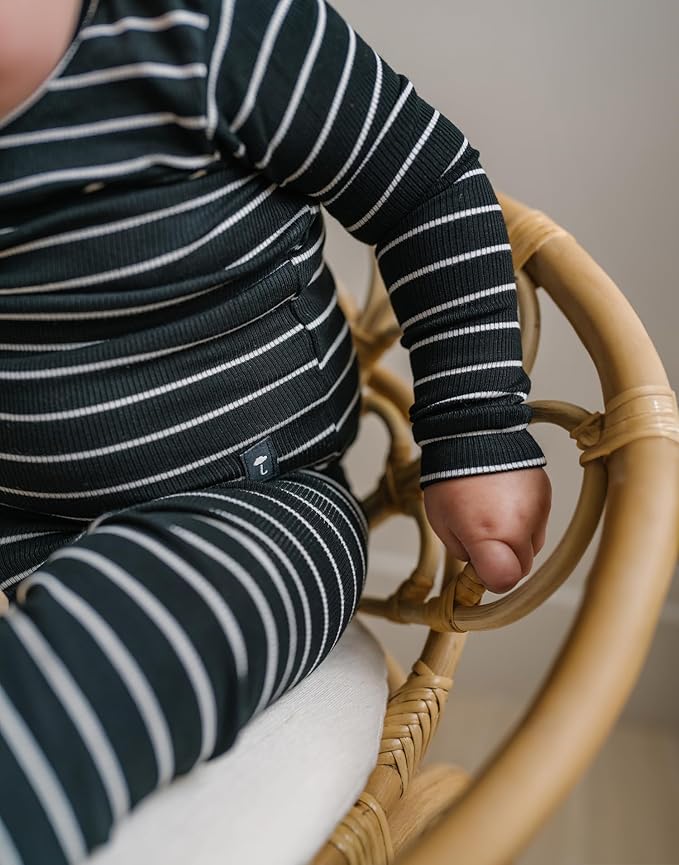 moimoln Stripe Pajamas Set 12M-8Y Ribbed Unisex Baby & Toddler, Soft Viscose, Snug-Fit, Everyday Sleepwear