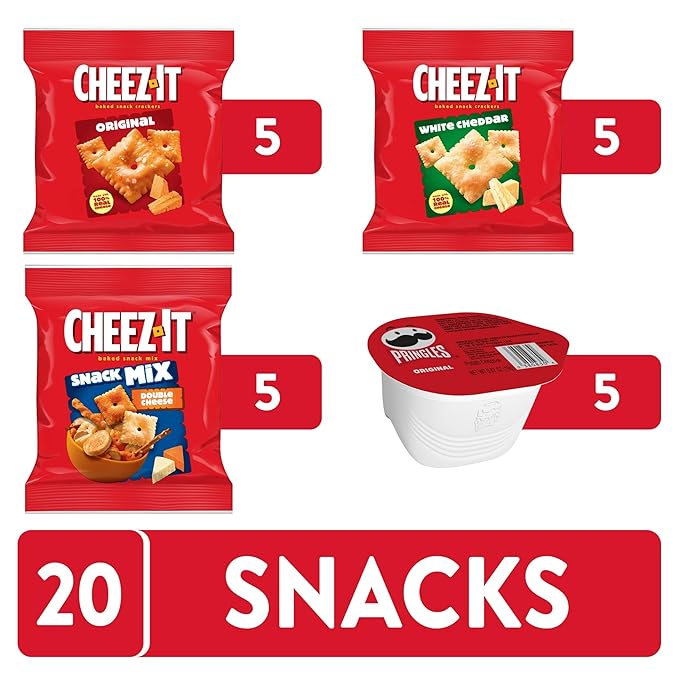 Cheez-It, Pringles, Lunch Snacks, Variety Pack, 16.95oz Box (20 Packs)