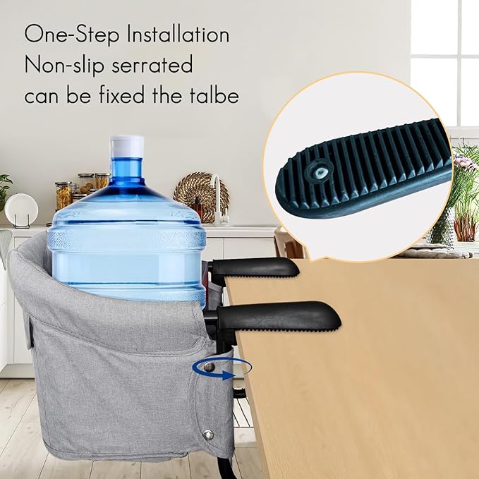 Portable Baby High Chair with The Hook,Fast Table Chair,Removable Seat with Waterproof Recycled Polyester Koala Pattern Bib for Home and Travel（Grey