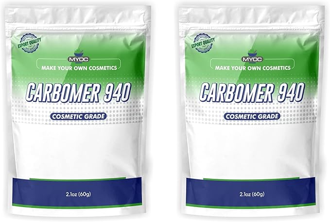 Carbomer 940 Powder (60 g / 2.1 oz) Pack of 2 - Cosmetic Grade Thickening & Gelling Agent for DIY Serums Gels Creams & Lotions