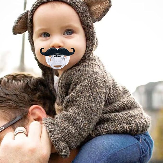 Funny Baby Pacifiers,Mustache Pacifiers 0-18 Months for Babies,Mustache Binky,Gift for Newborns,Infants,Toddlers,Baby Boys,BPA Free(Mustache Pacifiers)