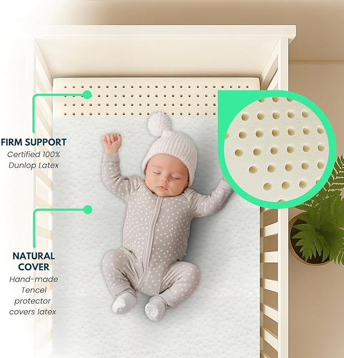 ORGANIC TEXTILES Organic Baby Mattress Topper with Tencel Cover - GOLS/GOTS Certified - Breathable, Hypoallergenic, 3" Mini Sleeper (31"x18")