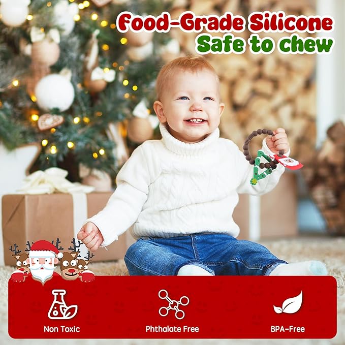 Christmas Teething Toys Christmas Teether for Christmas Stocking Stuffers Party Favors Gifts