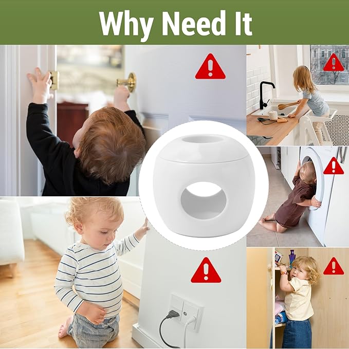 Child Safety Door Knob Covers Reusable Baby Proof Door Knob Locks Baby Proof Door Handle Protector for Kids Universal Fit Easy Grip Lockable Design No Tools Needed (10 Pcs)