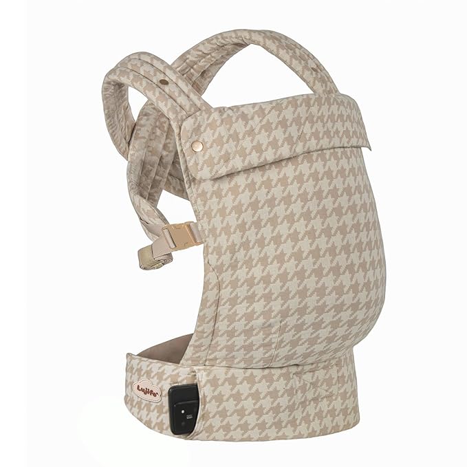 Baby Carrier for Newborns to Toddlers, Houndstooth Adjustable Soft Cotton Linen Carrier, 4-in -1 Lightweight Front and Back Ergonomic Baby Holder Carrier