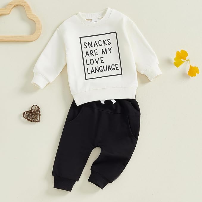 Infant Baby Boy Fall Clothes Set Funny Letter Sweatshirt Pant Outfit Toddler Winter Clothes 6 12 18 Months 2T 3T