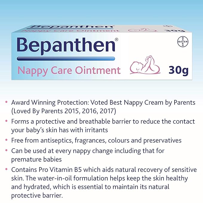 Bepanthen Nappy Rash Ointment 30g FOC 3.5g- Protects and Gently Skin Damaged by Nappy (Diaper) Rash.