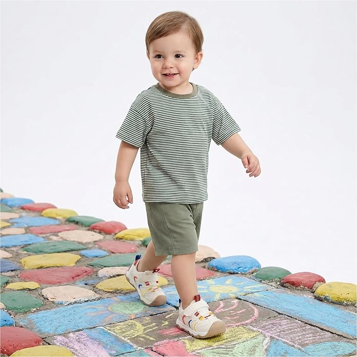 Baby Boy Girl First Walking Shoes Wide Toe Toddler Sneakers Breathable Non Slip Infant Barefoot Shoes 6 12 18 24 Months