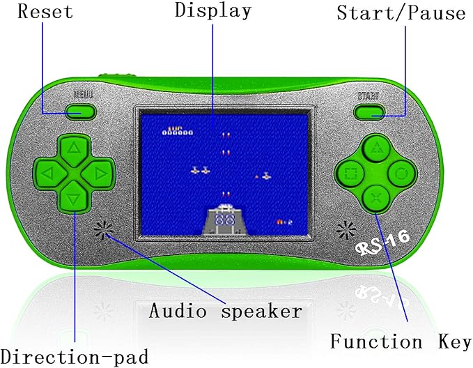 Handheld Game for Kids - FAMILY POCKET RS16 Portable Classic Controller 260 Game 2.5 inch LCD Retro Arcade Video Game System Children's Birthday Gift (Green)
