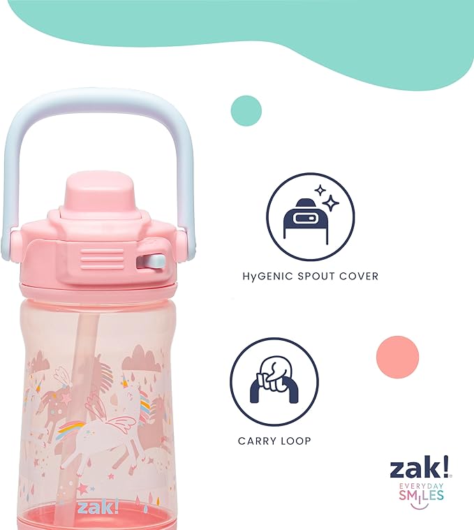 Zak Designs Sesame Street Beacon Kid Water Bottle for Travel or At Home, 12oz Plastic is Durable and Leak-Proof with Liquid Lock Spout, Cover, Carry Handle, Protective Base (Elmo & Friends)