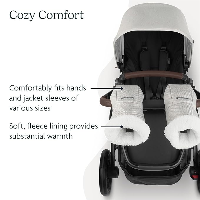 UPPAbaby CozyHandmuff - Easily Attaches to Stroller Handlebars - Ultra-Plush, Weather-Proof Hand Protection - Savannah (Pearl Grey Mélange)