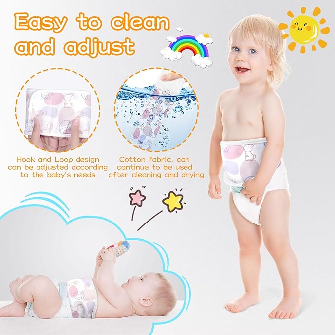 4Pcs Baby Infant Umbilical Cord Belly Bands Cartoon Cotton Soft Baby Belly Belt, Adjustable Newborn Belly Button Wrap, Baby Tummy Wrap for Protection, Baby Gifts for 0 to 12 Months(Hedgehog)