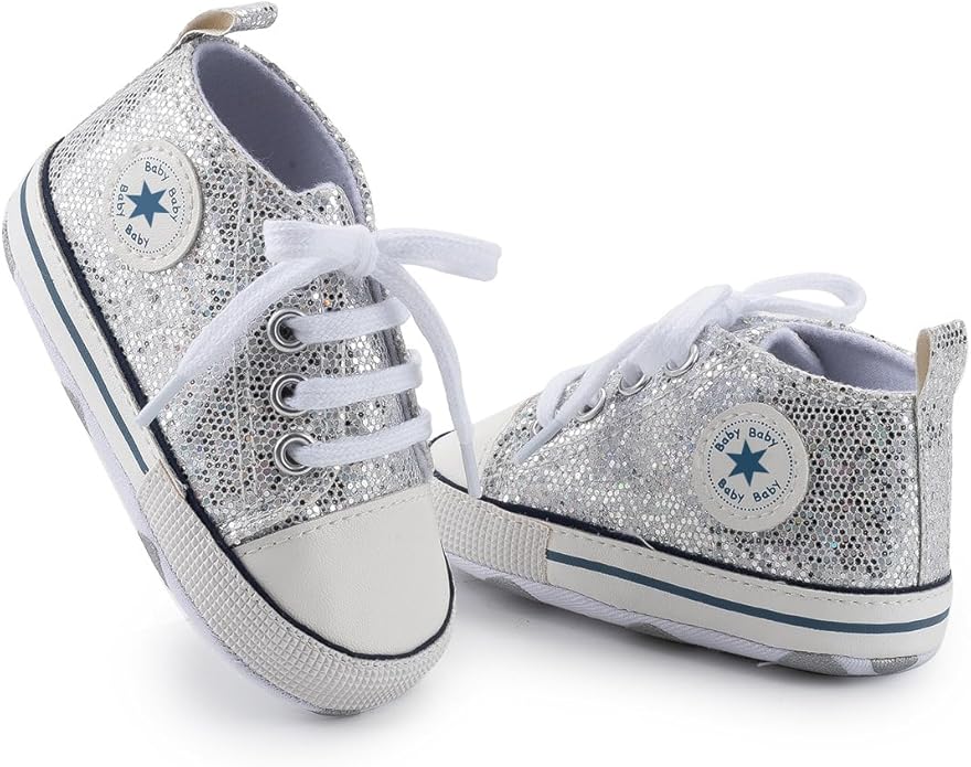 Unisex Baby Girls Boys Canvas High-top Shoes, Newborn Infant Anti-Slip Soft Sole Frist Walking Breathable Sneakers