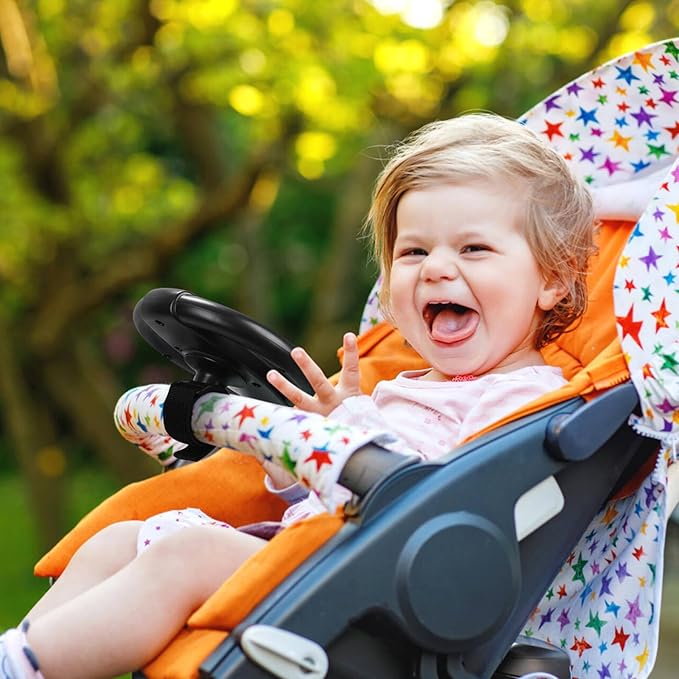 Accmor Stroller Steering Wheel Toy, Pretend Driving Simulated Steering Wheel for Stroller Shopping Carts Universal Detachable Funny Toy Attachment Accessories