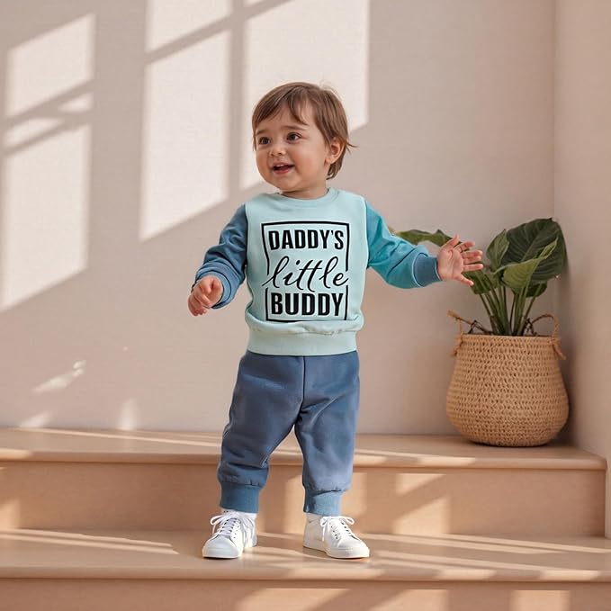 Infant Baby Boy Fall Clothes Set Funny Letter Sweatshirt Pant Outfit Toddler Winter Clothes 6 12 18 Months 2T 3T