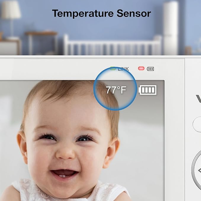 VTech 7" Baby Monitor with IPS Screen, Pan Tilt Zoom Camera, No WiFi Video Baby Monitor, Multi-Color Night Light, 2-Way Talk, Lullabies, Long Battery Life Long Range: Advanced HQ Max Blue
