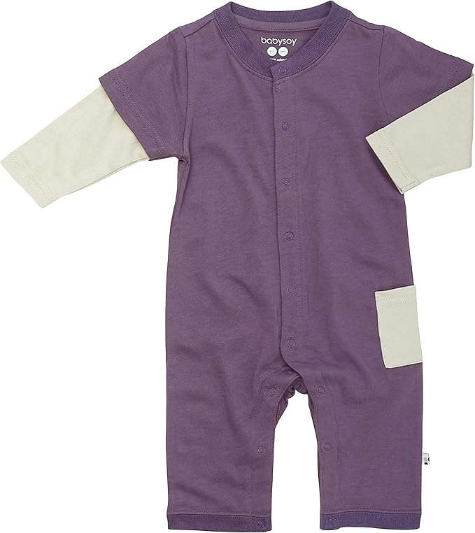Babysoy Long Sleeve Baseball Style One Piece Coverall Romper