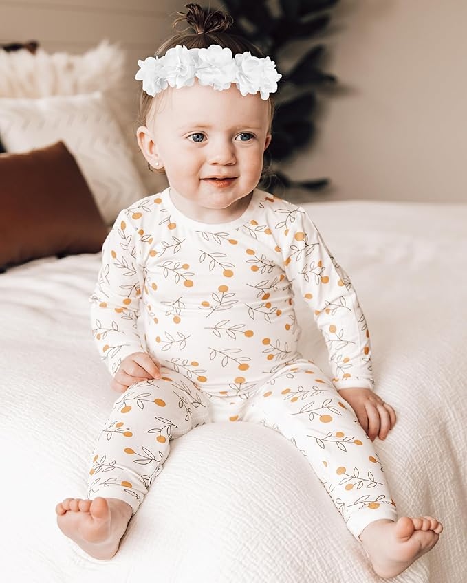 Fmeida Baby Girls Headbands for 4-24M | Soft Flower Crown (Fits 14.96"-18.89" Head)