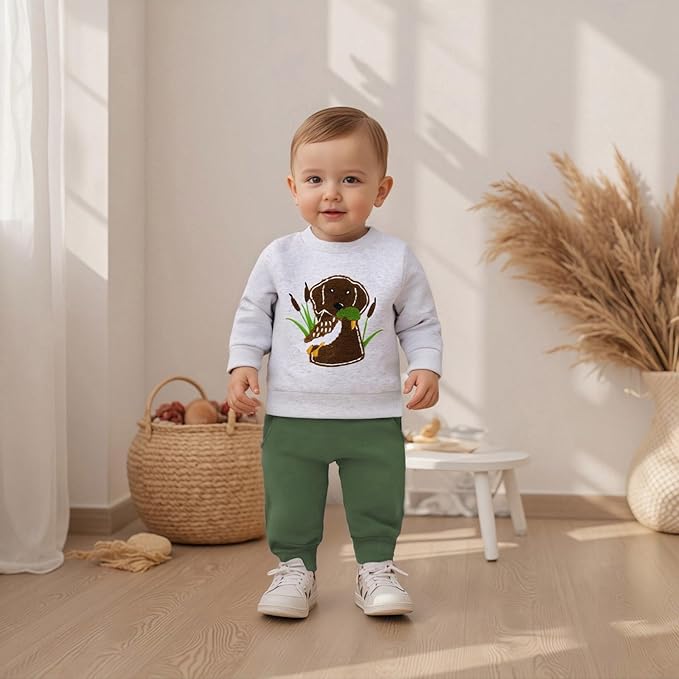 Baby Boy Fall Clothes Set Long Sleeve Crewneck Sweatshirts Pants Cute Infant Newborn Outfits 6 12 18 24 Months 2T
