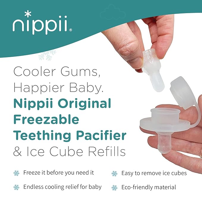 Freezer Teether Pacifier & Ice Cube Tray – Soft Silicone Freezable Teething Paci for Baby Teething Relief - Cold Teething Toy 0-9 Months - BPA Free, Medical Grade & Easy to Clean