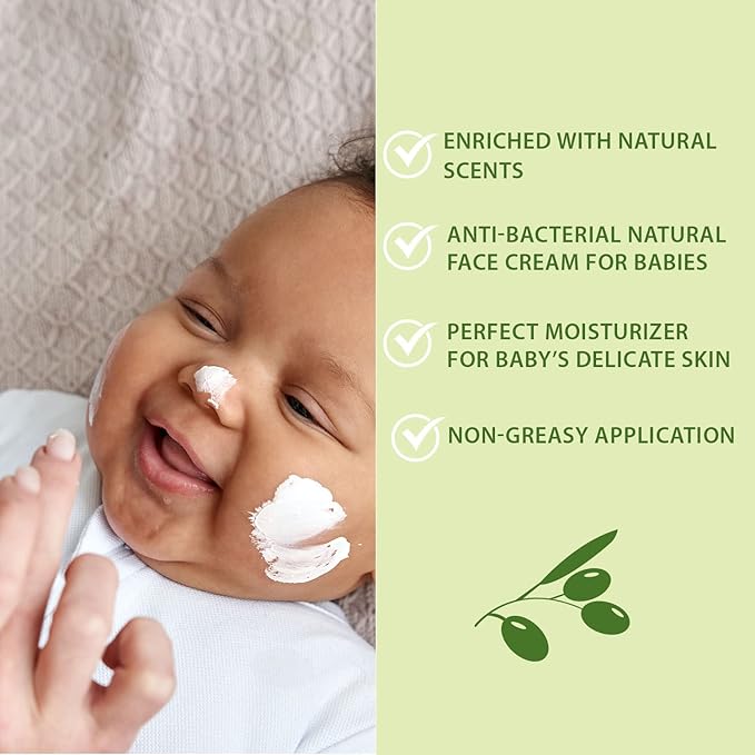 WBM Care Baby Face Cream | Non-Greasy & Fragrance-Free, 100% Natural, Moisturizing Face Cream, Plant-Based Formula, Perfect for Your Baby's Delicate Skin, 1.76 oz.