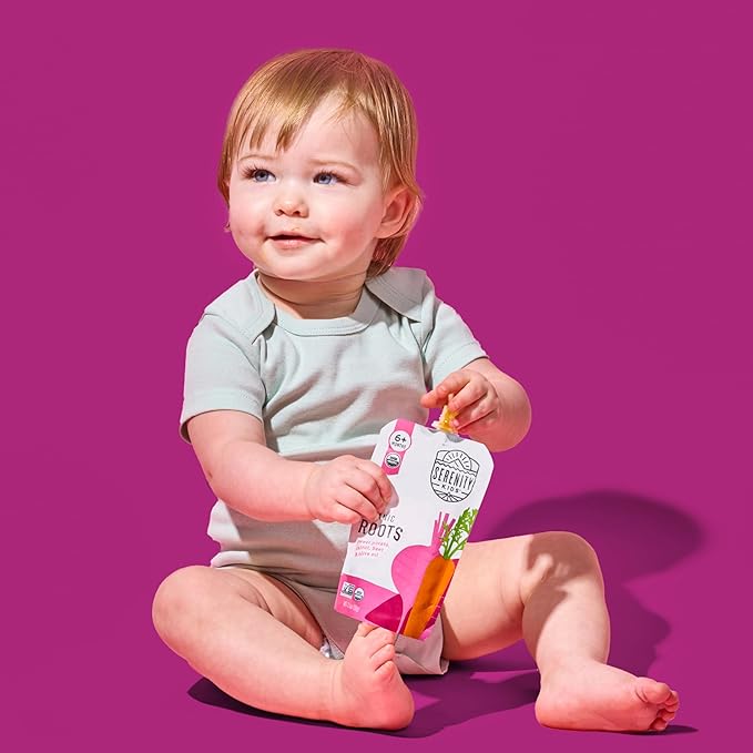Serenity Kids 6+ Months Veggie Puree Baby Food Pouches - USDA Organic Baby Snacks - No Added Sugar Healthy Toddler Snacks - Allergen-Free Veggie Pouches for Toddlers - 3.5 Oz, Pack of 12
