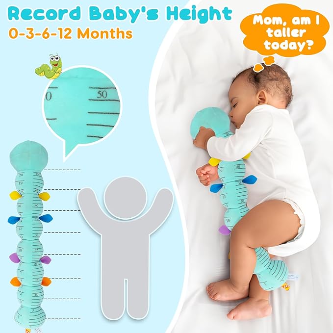 Baby Tummy Time Toys 0-6 Month Musical Stuffed Animal Plush Caterpillar Toy for Infant 6-12 Month Teething Sensory Toy with Crinkle Rattle for Babies 0-3-6 Month Newborn Boy Girl Easter Basket Stuffer