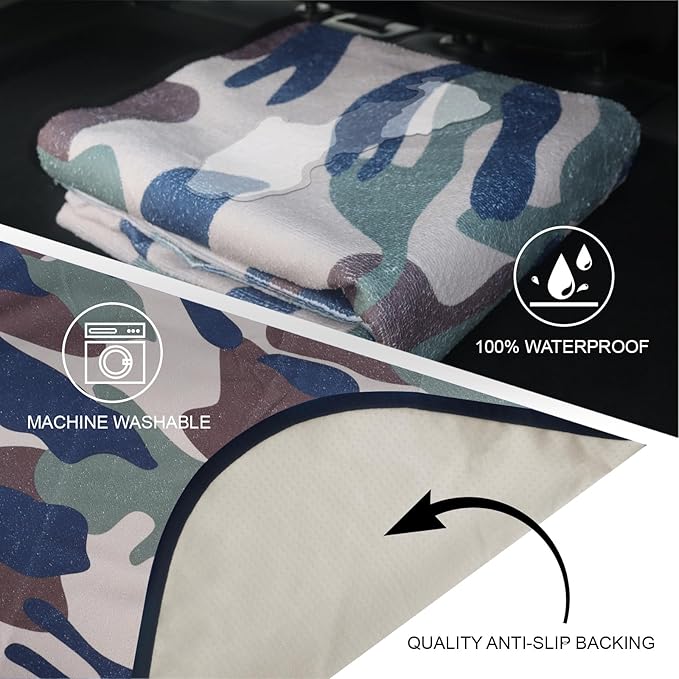 Back Seat Cover Protector for Dogs and Kids, Universal Waterproof Towel Rear Bench Seat Cover for Car, Truck, Van & SUV, Machine-Washable Backseat Car Covers (Camouflage, 1pcs Rear Seat)