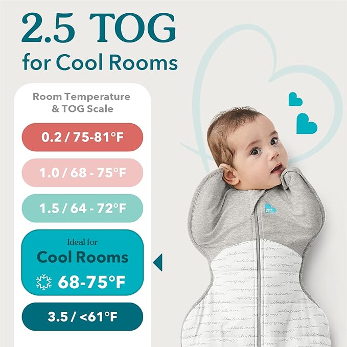 Love to Dream Warm Swaddle UP 2.5 TOG Baby Sleep Sack for Autumn & Winter | Arms Up Position for Self-Soothing, Calms Startle Reflex | Medium 13-19 lbs, White Happy Hats