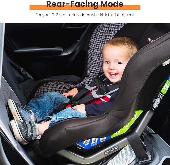 HEYTRIP Car Seat Protector, 2 Packs, Rear-Facing/Forward Facing Car Seat Mat for 0~12 Years Old Children, Waterproof, Easy Cleanup, Non-Slip, Fit Most Car Seats(Dark Grey Orange)